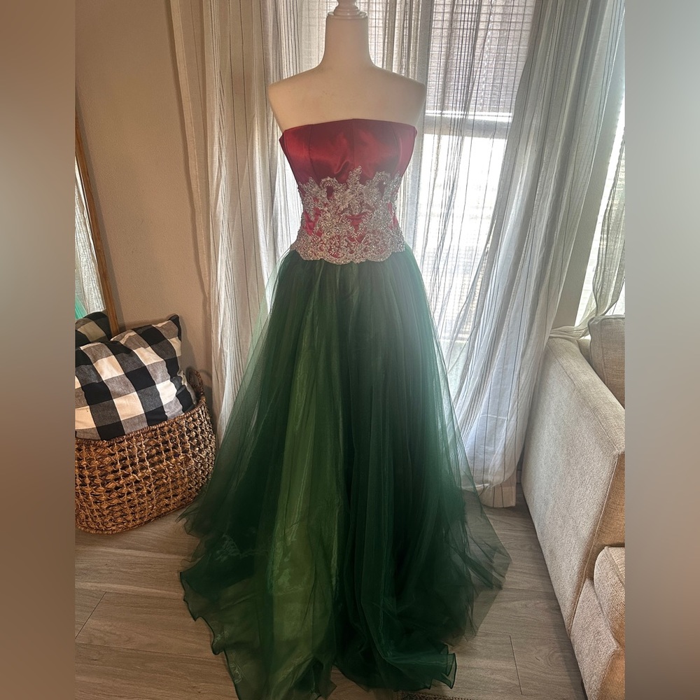 Red and Green Formal Dress